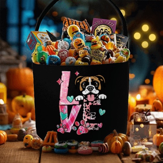 Boxer Dog I Love My Dog Valentines Day Fabric Baskets