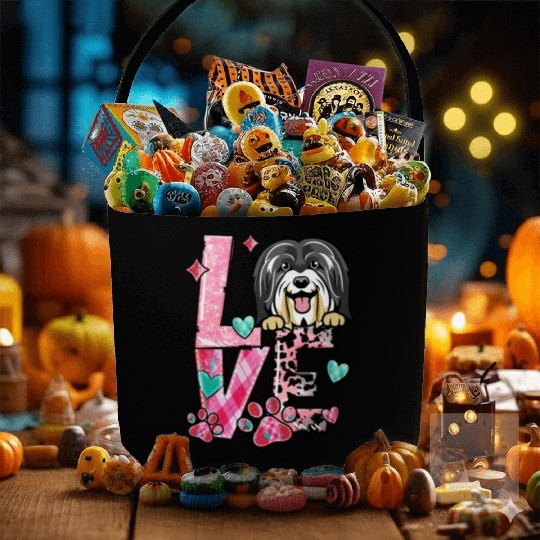 Havanese Dog I Love My Dog Fur Baby Valentines Day Fabric Baskets