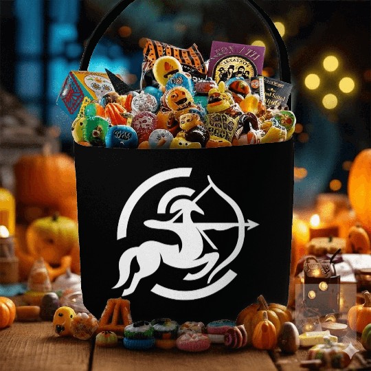 Zodiac Sagittarius Arc Icon Minimalistic White Fabric Baskets