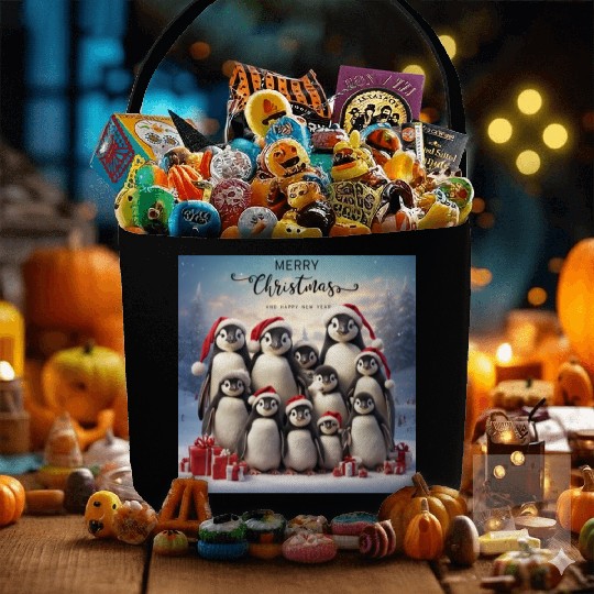 Christmas funny penguins Fabric Baskets