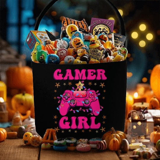 Gamer Girl Christmas Gamer Video Game X-Mas Fabric Baskets