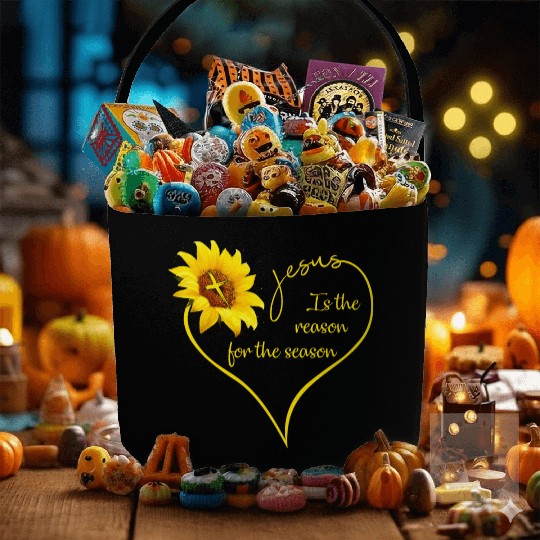 Sunflower Jesus Is The Reason For The Season Fabric Baskets