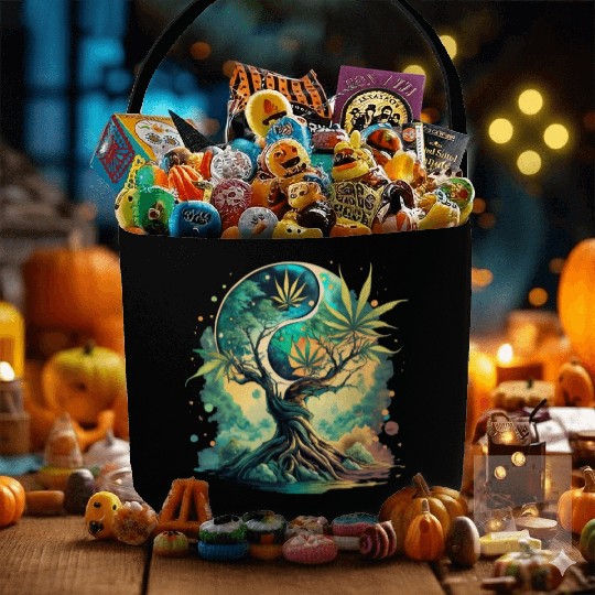 Tree Of Life Yin Yang Water Color Fabric Baskets