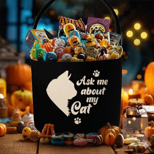 Ask Me About My Cat Lover Mom Gift Fabric Baskets