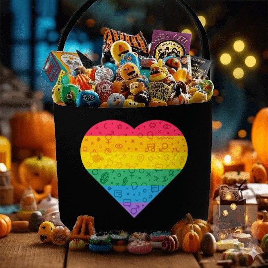 Rainbow Heart Fabric Baskets