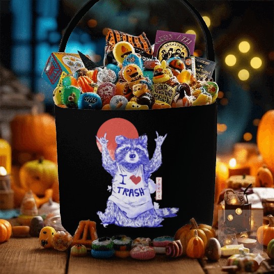 I Love Trash Cute Funny Metal Raccoon Gift Fabric Baskets