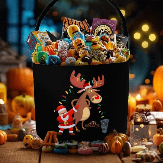 Christmas Lights Dabbing Santa Dancing Rudolph Fabric Baskets