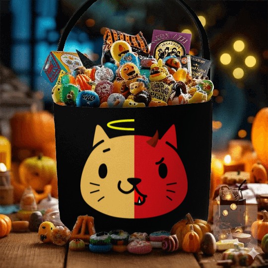 Two Face Cat Angel And Devil Fabric Baskets