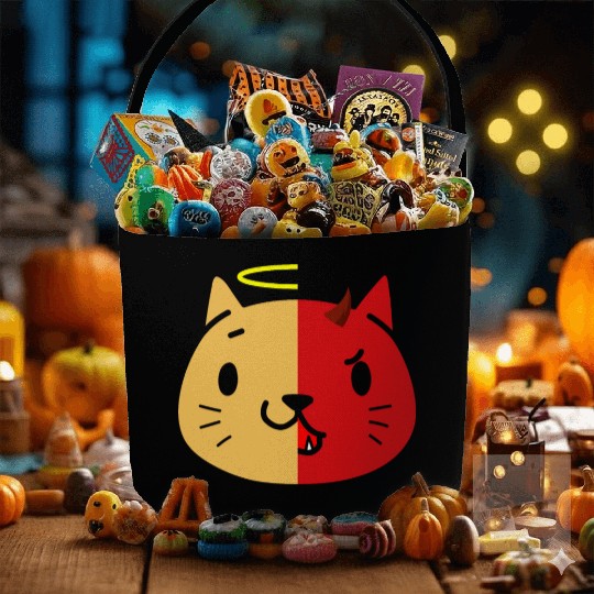 Two Face Cat Angel And Devil Fabric Baskets