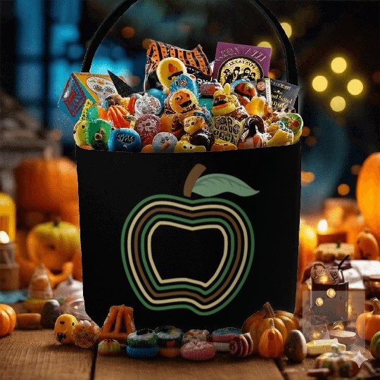 School Fabric Baskets, Camo Apple First Day Of School Fabric Baskets,