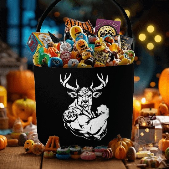 Deer Biceps Tattoo I Love Dad Fabric Baskets