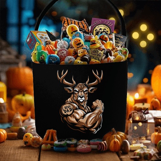 Deer Biceps Tattoo I Love Dad Fabric Baskets