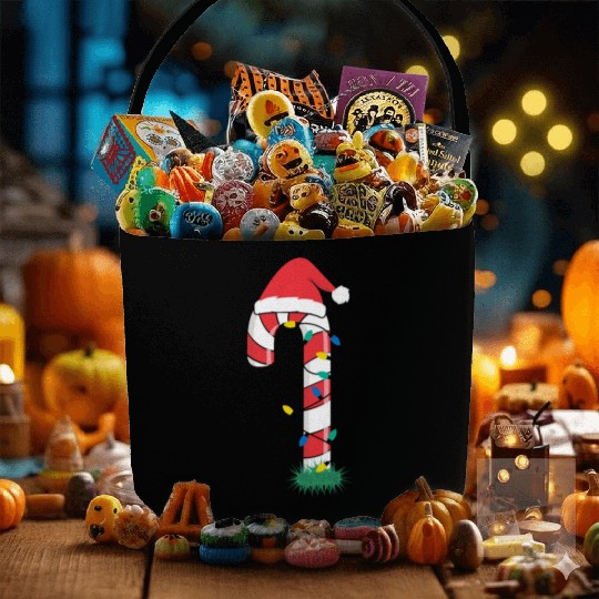 Christmas Candy Cane Santa Xmas Kids Toddler Youth Fabric Baskets