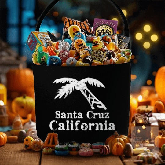 Santa Cruz California Palm Tree Souvenirs Gifts Fabric Baskets
