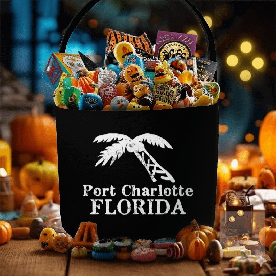 Port Charlotte Florida Palm Tree Souvenirs Gifts Fabric Baskets