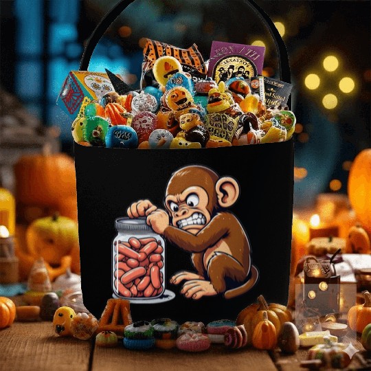 Angry monkey, locked glass Fabric Baskets