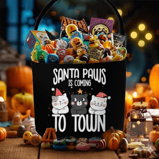 Santa paws is coming to town Fabric Baskets