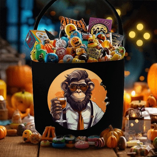 Cool Monkey With Drink Funny Animals Chimpanzee Fabric Baskets