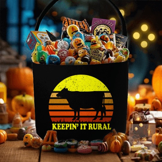 Keepin' It Rural Cow Farming Fabric Baskets