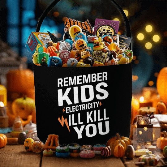 Remember Kids Safety Funny Electrician Caution Fabric Baskets