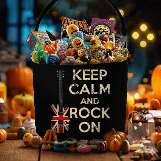 Keep Calm and Rock On Union Jack Guitar Fabric Baskets