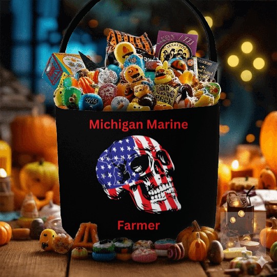 MichiganMarineFarmer with patriotic skull Fabric Baskets