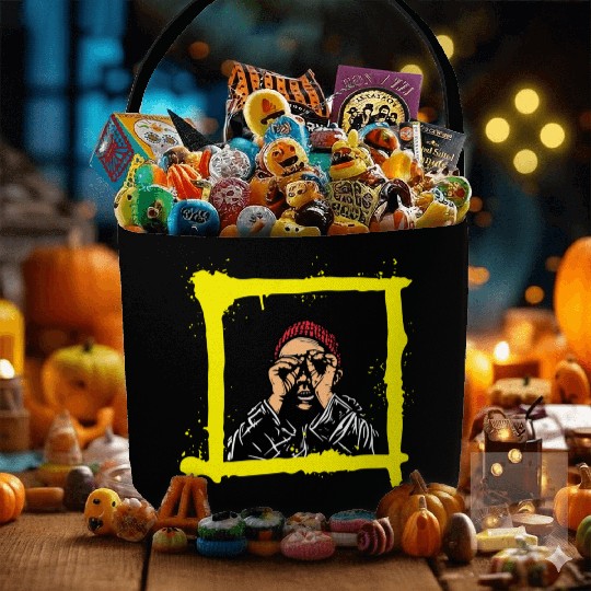 Yellow Brown Red Colorful Graffiti Illustration Fabric Baskets