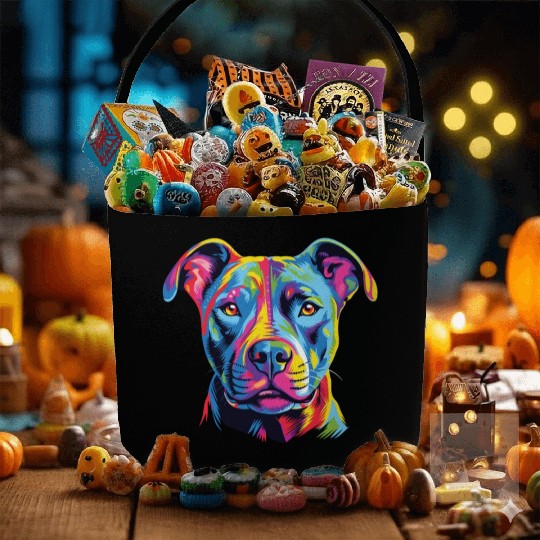 Watercolor Colorful American Pit Bull Terrier Fabric Baskets