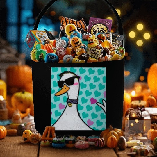 90s Raver Cartoon Duck, Party Animal, Kids Room Fabric Baskets