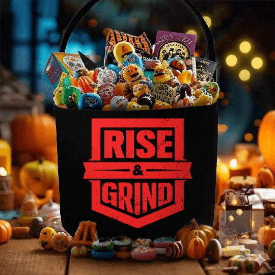 Rise and Grind Gym Typography Design Fabric Baskets