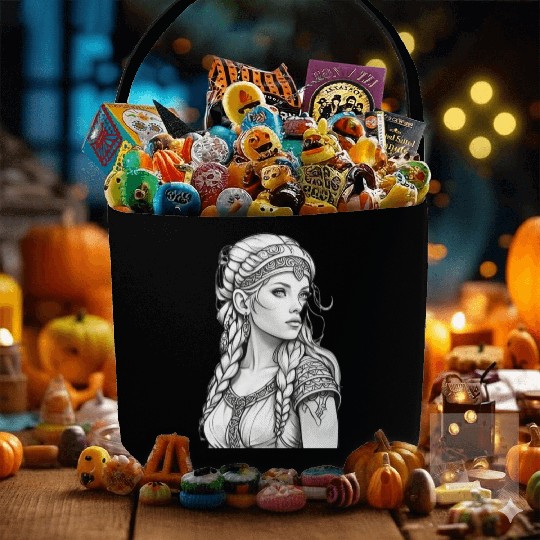 Viking female hairstyles grayscale Fabric Baskets