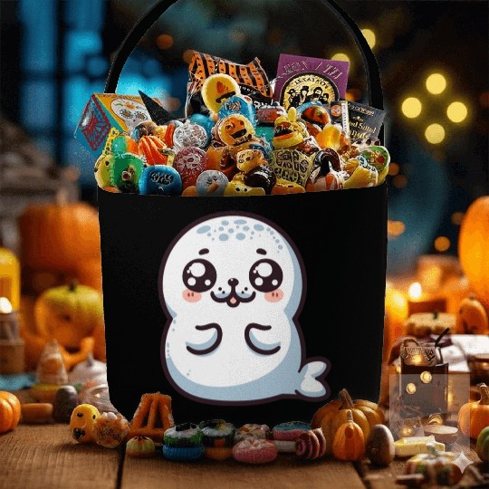 Playful Seal Cartoon Fabric Baskets