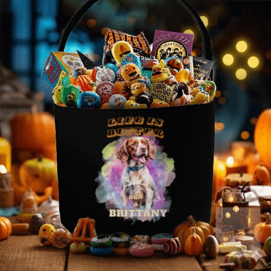 Surrealism Starry Night Brittany Spaniel Dog Fabric Baskets