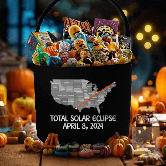Total Solar Eclipse April 8 2024 USA Map Totality Fabric Baskets