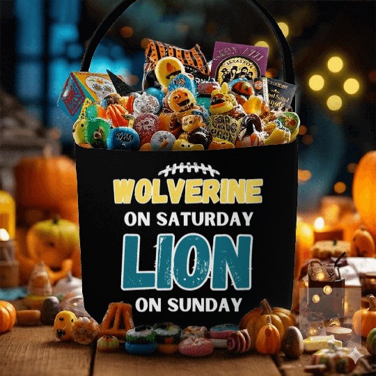 Wolverine On Saturday Lion On Sunday Detroit Fabric Baskets