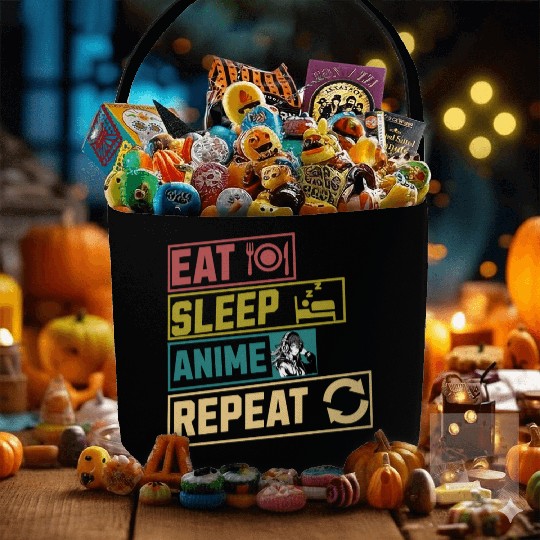 Eat sleep anime repeat hobby Fabric Baskets