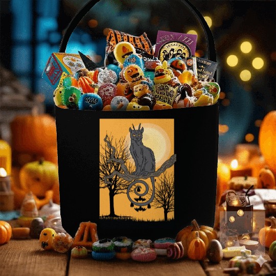 Cat Full Moon Cat Parent Gift Fabric Baskets