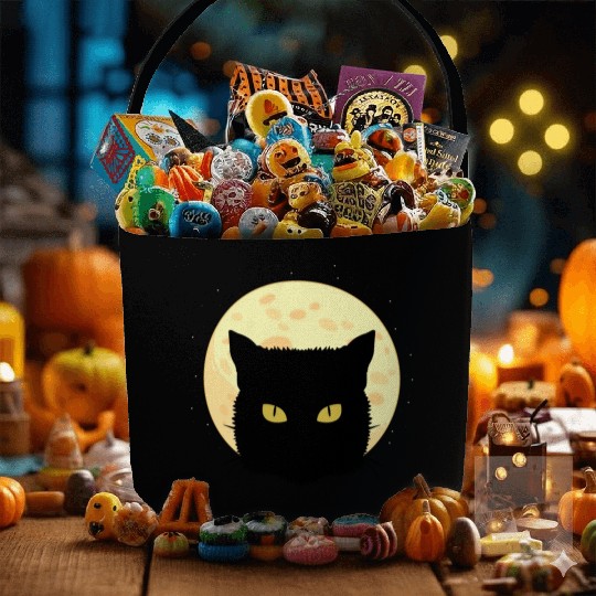 Cat Full Moon Cat Owner Gift Fabric Baskets