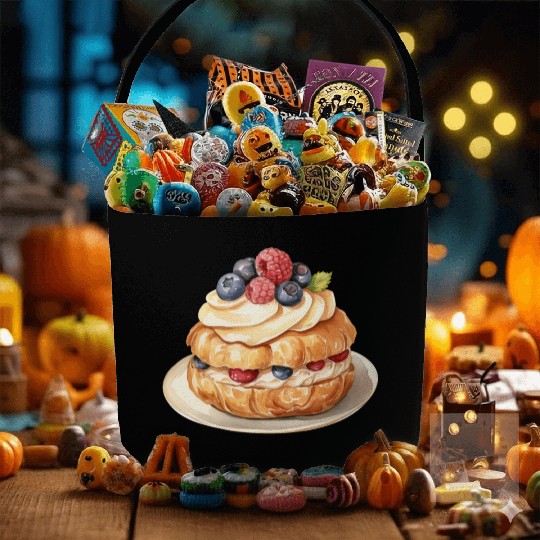 Vanilla Cream Puffs With Fresh Berries Fabric Baskets