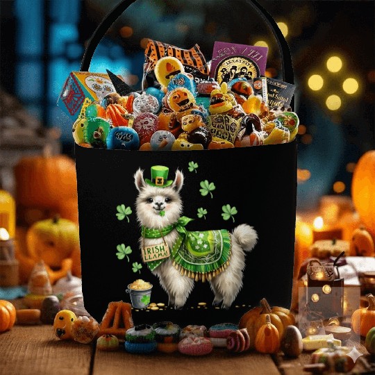 Irish LLama St Patrick Day Fabric Baskets