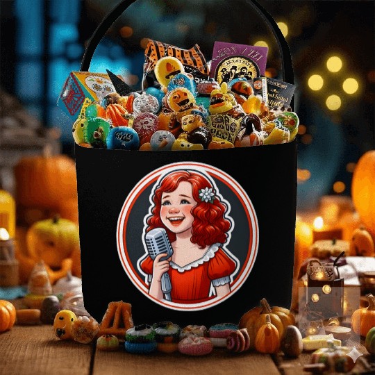 'Annie's Song' Vintage Microphone Illustration Fabric Baskets