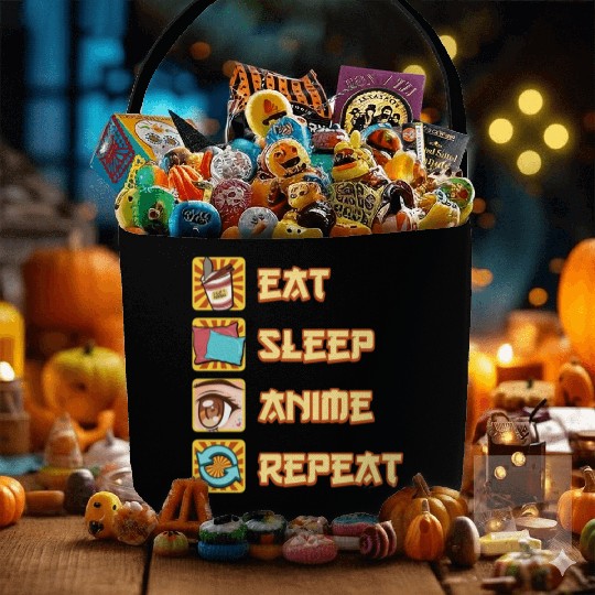 funny eat sleep anime repeat the perfect presents Fabric Baskets