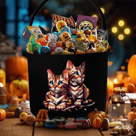 Bengal Kittens Geometric Shape Fabric Baskets