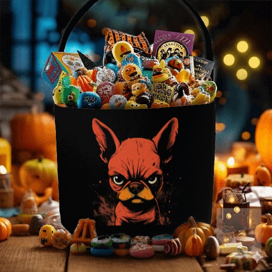 Angry French Bulldog Fabric Baskets