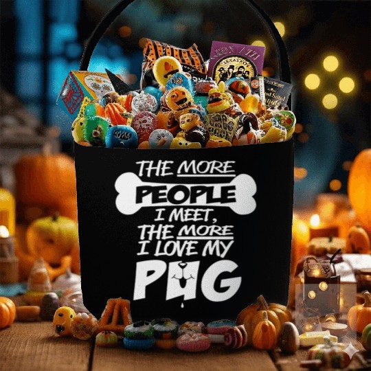 I Love My Pug Fabric Baskets