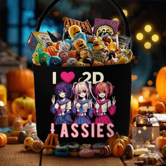 I Love 2D Lassies Anime Manga Waifu Otaku Novel Fabric Baskets