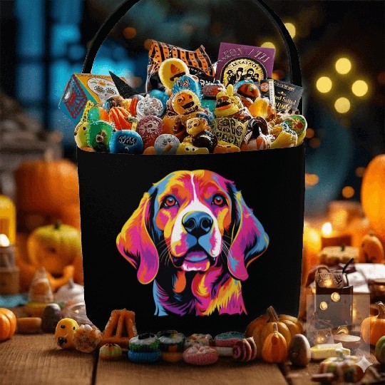 Watercolor Colorful Beagle Harrier Fabric Baskets