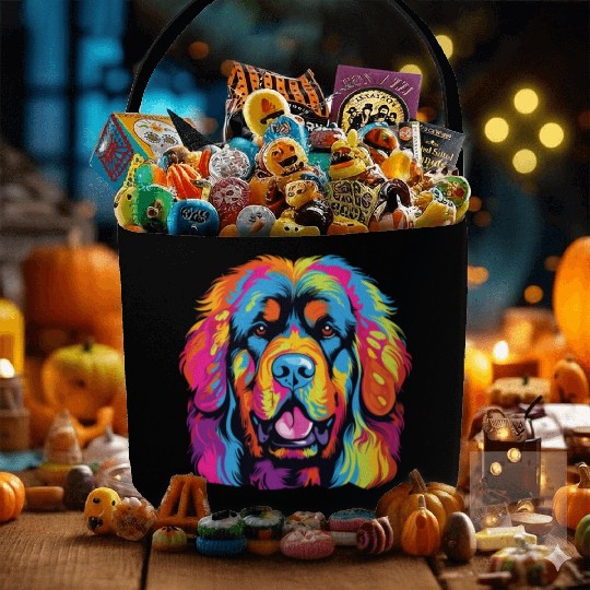 Watercolor Colorful Tibetan Mastiff Fabric Baskets