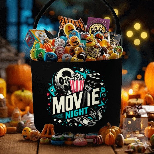 Movie Night Popcorn Film Theatre Cinema Ticket Fabric Baskets