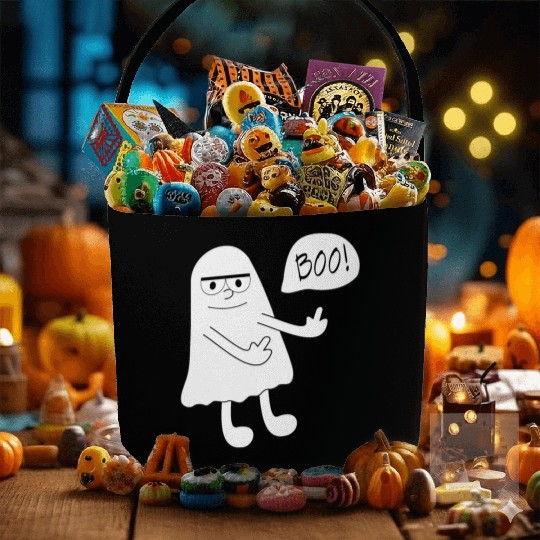 Ghost morbid middle finger Fabric Baskets